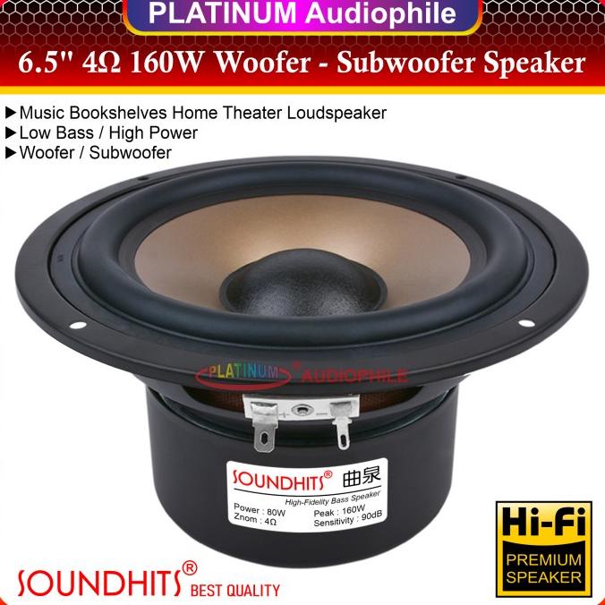Speaker 6.5 Inch Subwoofer Woofer Bass 4 ohm 160 Watt 6.5 Hifi Premium