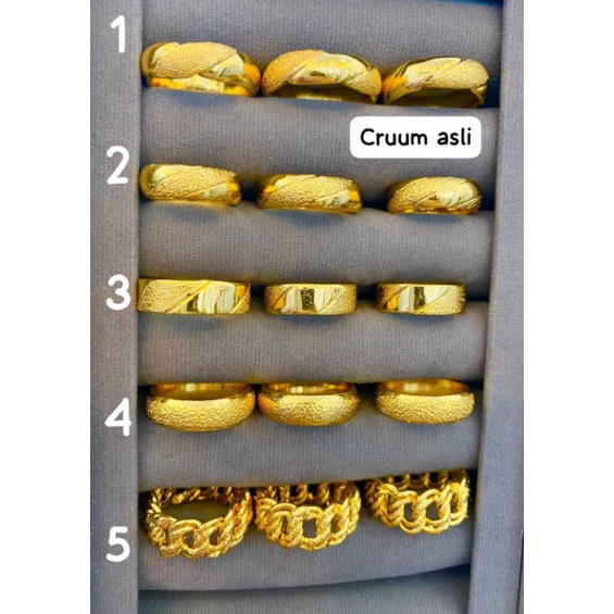 Cincin Bahan Crum Asli Sudah Awet Menyerupai Emas Asli Model Bulat Pasiran Dan Polosan