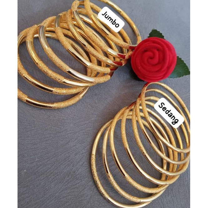 Gelang Kroncong Bahan Crum Motif Polos Pasir Menyerupai Emas Asli Versi 10 Mayaman Awet Tahan Lama