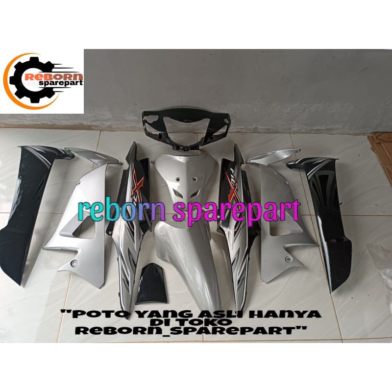 full set cover body halus Honda Supra fit new / fit X hitam silver plus striping 2008