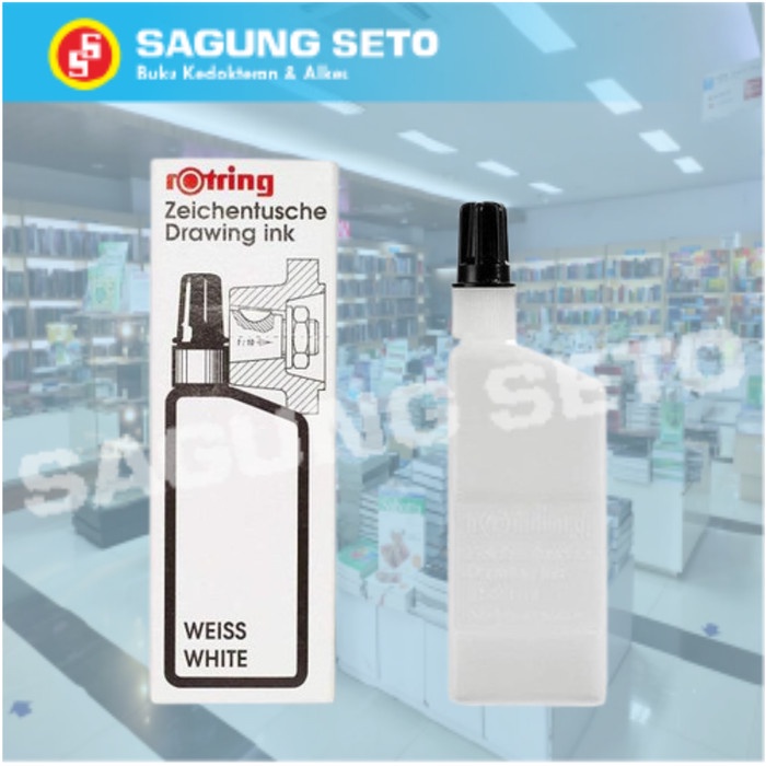 

For Sale Rotring Ink Bottle 23Ml White / Tinta Pen Warna Putih Ori