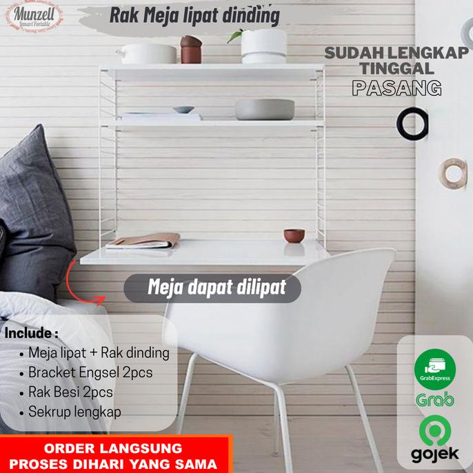 Rak Dinding + Meja Lipat Dinding / Meja Gantung / Meja Komputer Fetricyastore