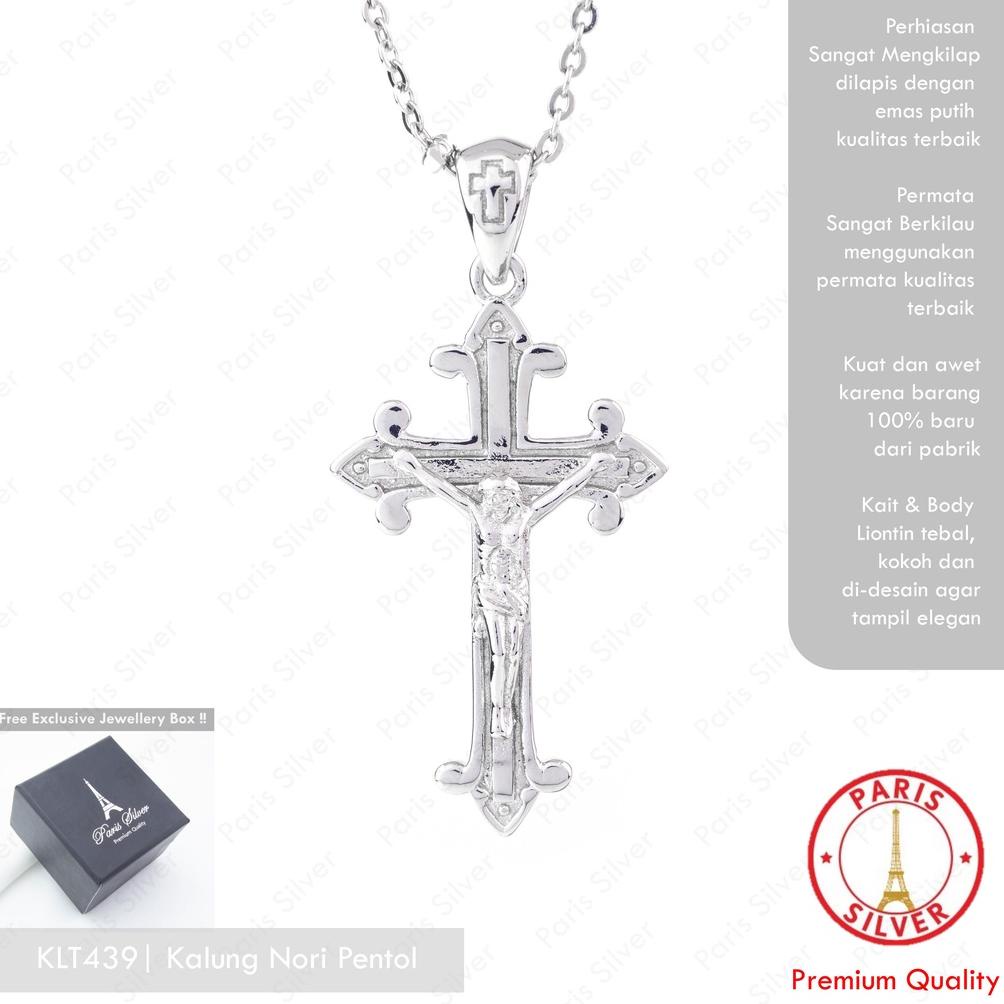 Ready Kalung Salib Yesus Perak 925 Asli Lapis Emas Putih Sterling Silver Jesus Warna Kilap Tahan Lam