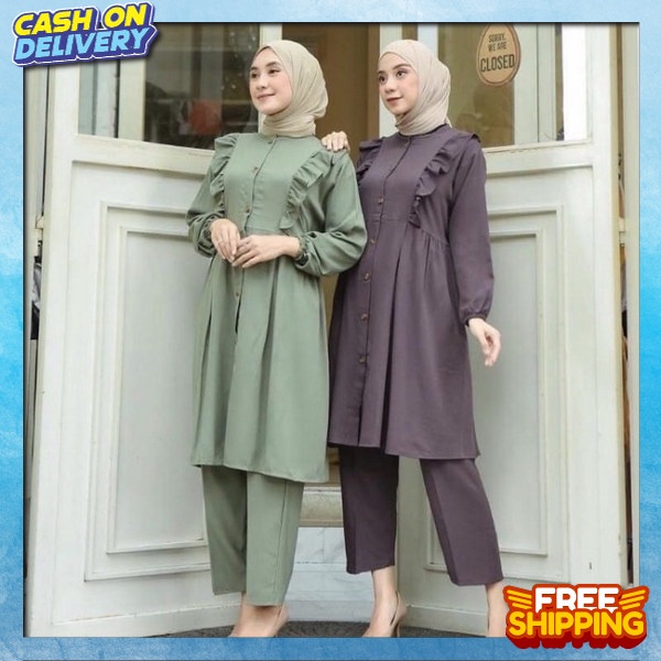 Oneset Baju Dan Celana Kekinian Korean Bju Celaba Wanita Terbaru 2023 Srelan Detelan Perempuan Impor