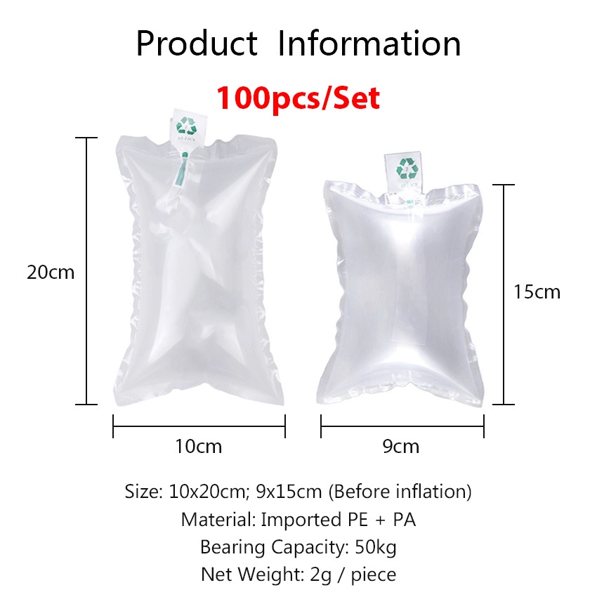 

20x10cm/15x9cm Inflatable Buffer Bag Air Cushion Pillow Bubble Wrap Express 100PCS