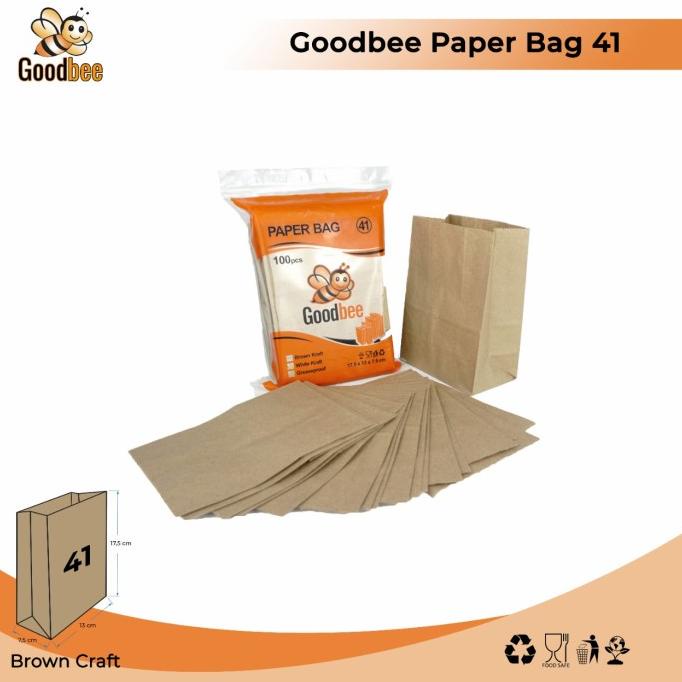 

PAPER BAG - KODE 41 - BROWN KRAFT - KANTONG KERTAS KENTANG ROTI 100PCS