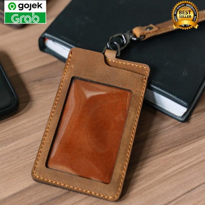 

Lanyard Kulit Magnet ID Card Holder Name Tag Kulit Asli