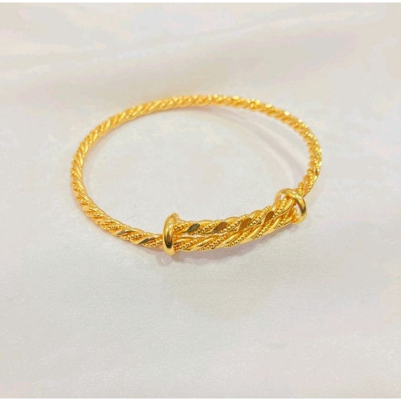 Gelang Tangan Ulir Tinju Warna Lapis Emas 24k Fhasion Perhiasan