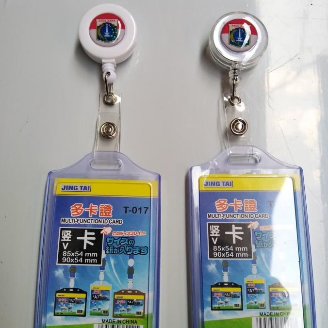 

name tag id card karet bening Double 2 sisi plus yoyo logo dki Jaya