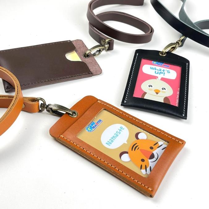 

Dompet ID card kulit asli model simpel - card holder tali lanyard name