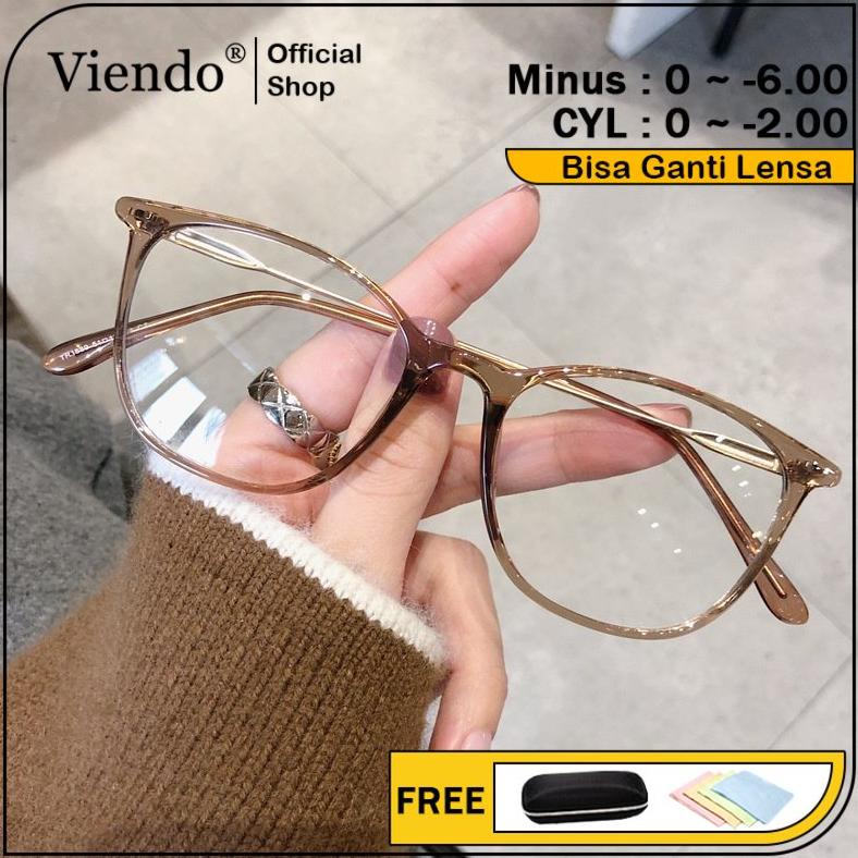PREMIUM Viendo Kacamata Photocromic Minus Anti Blueray Radiasi Wanita Pria Cowok 2 in 1 Bluecromic P