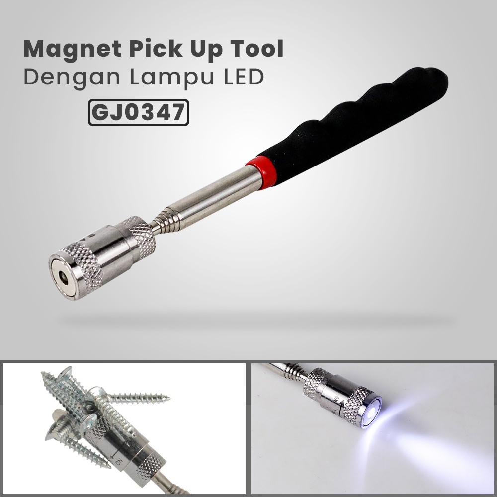 

Tongkat Magnet Pick Up Tools Telescopic dengan Lampu LED - Black