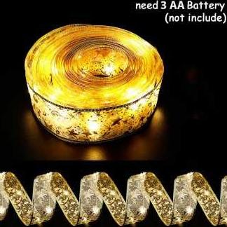 Lampu Pita LED Dekorasi Hiasan Pohon Natal Panjang 5 Meter Motif Renda