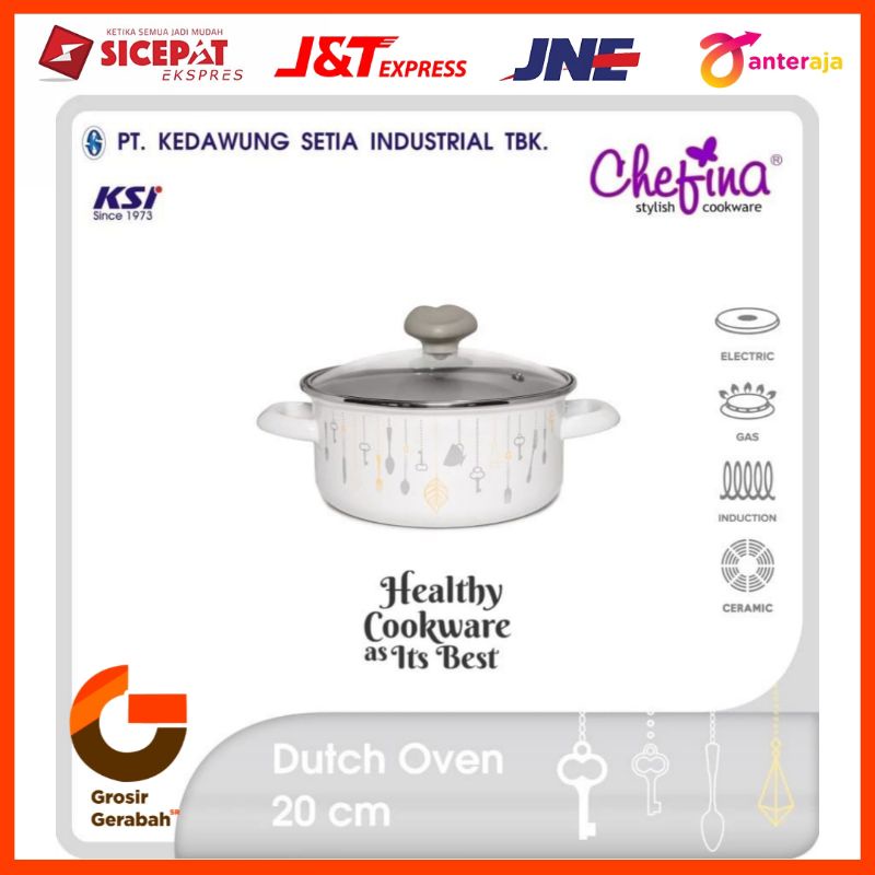 Chefina dutch oven 20cm chandelier + tutup kaca Ksi master chef