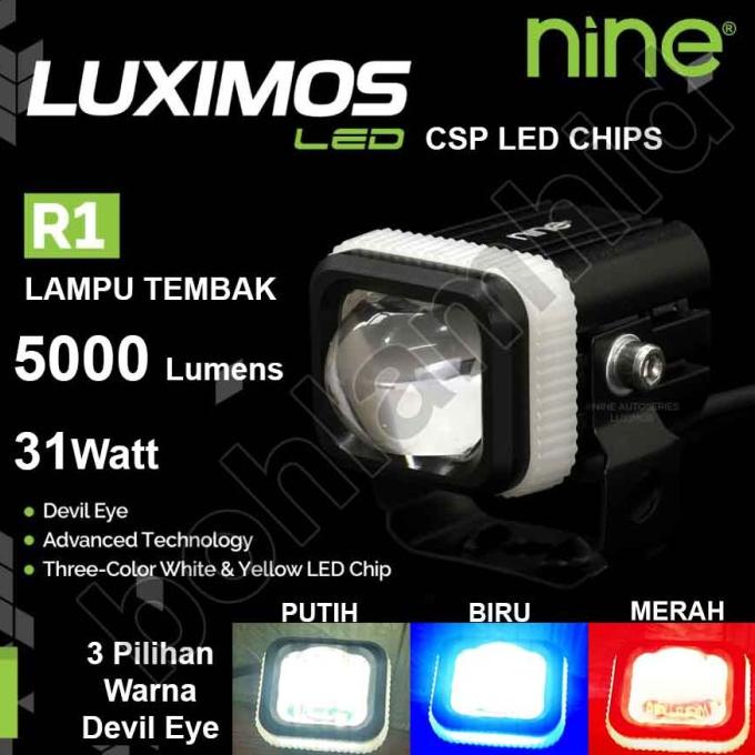 Lampu LED Tembak Motor Mobil LUMINOS LUXIMOS R1 Devil Projektor Laser