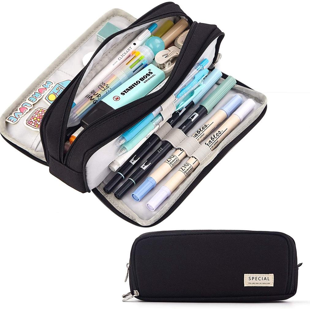 

Sale Angoo Kawaii Large Capacity Pencil Case 3 Compartment Pouch Pen Bag Double Side Opening Student Stationery Organizer School Supplies Original