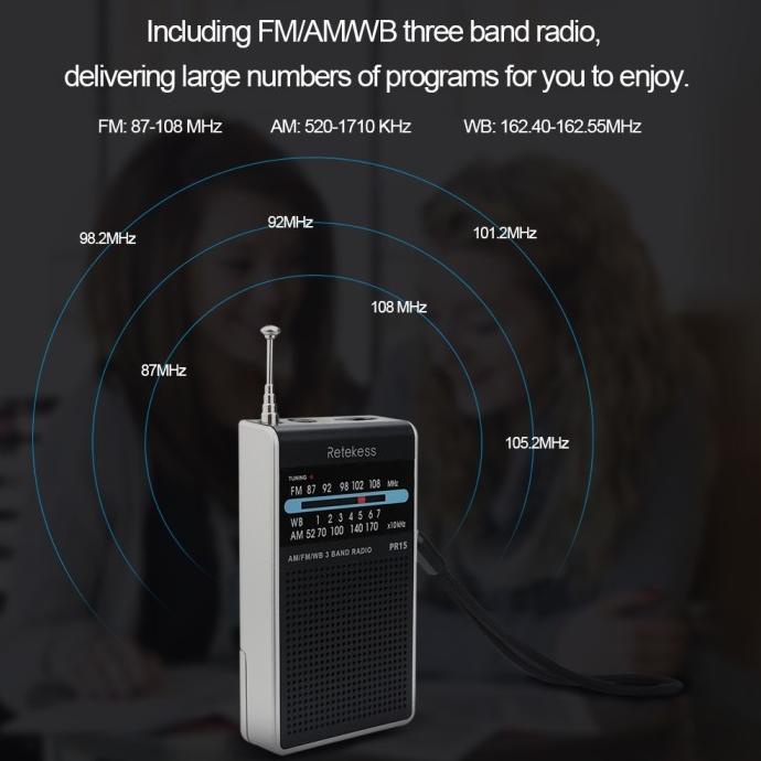 Retekess PR15 Radio Portabel FM|AM dengan NOAA dan Emergency Band