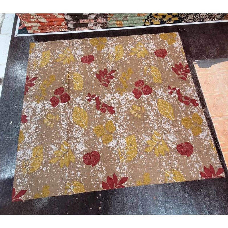 TERMURAH KAIN BATIK LAWEYAN SOLO MOTIF DAUN ECOPRINT COKLAT C239