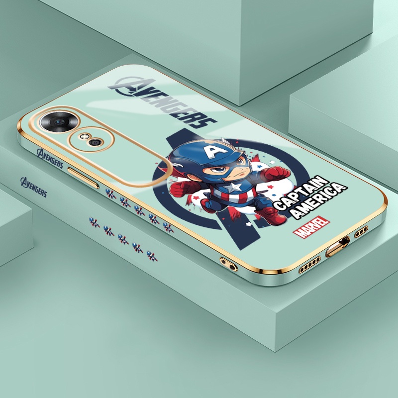 Casing Hp OPPO A17 A17K A9 2020 A5 2020 A31 A8 A59 F1s A54 A55 Case lapisan pola Hp Captain America 