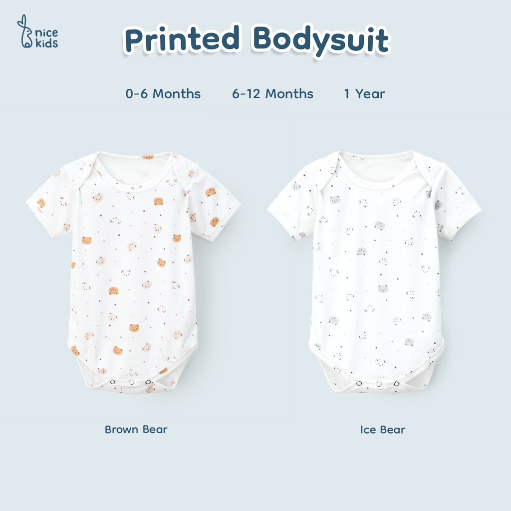 Nice Kids - Printed Bodysuit WINTER COLLECTION (Unisex Onesie 0-18 Bulan) Jumper Romper Baju Anak Bayi Newborn Pattern Motif