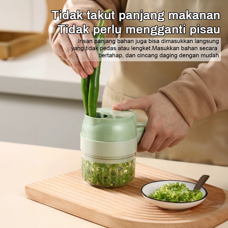 Kucuu Food Chopper 4 In 1 Alat Pemotong Sayuran Elektrik Pemotong Kentang Pemotong Bawang Ni
