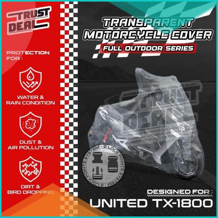 Cover Sarung Motor Plastik Transparan UNITED TX 1800 TX1800 WATERPROOF