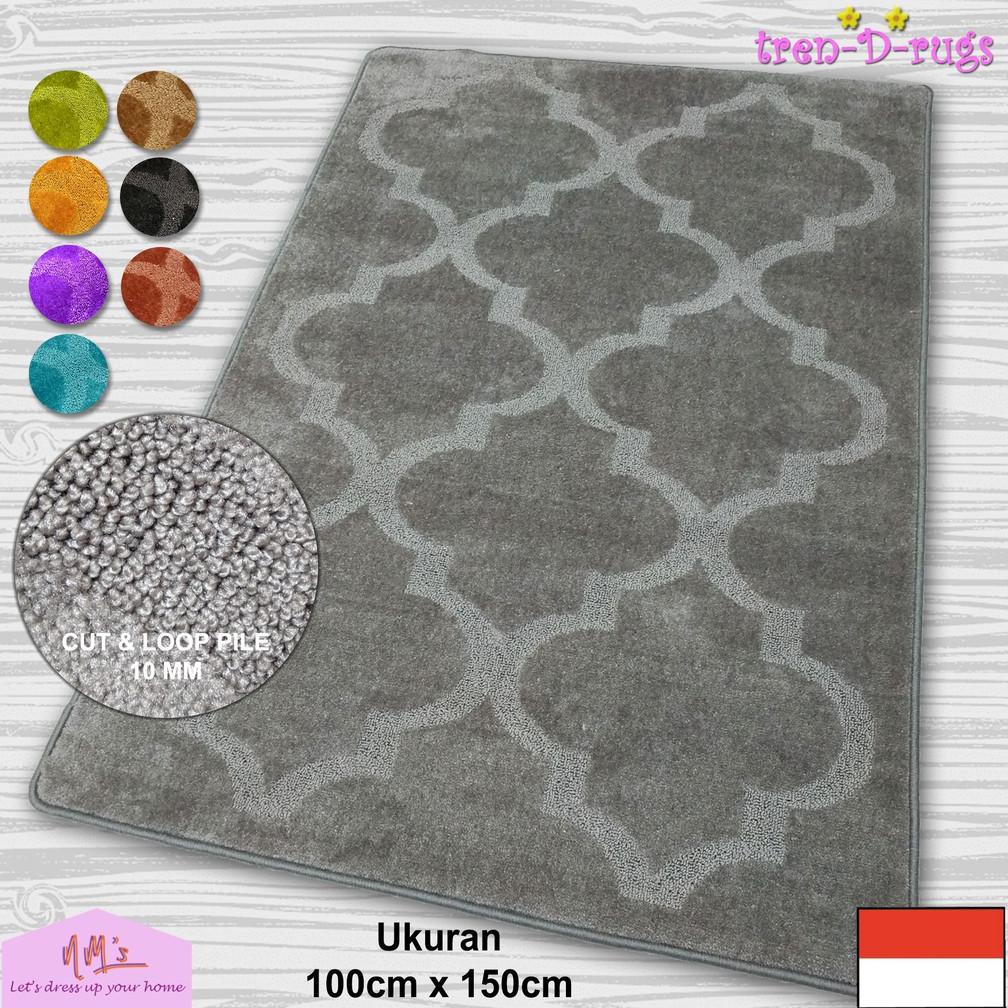 Tren-D-rugs Karpet plush lantai permadani tebal halus motif 3D timbul anti slip 100 cm x 150 cm -NMs