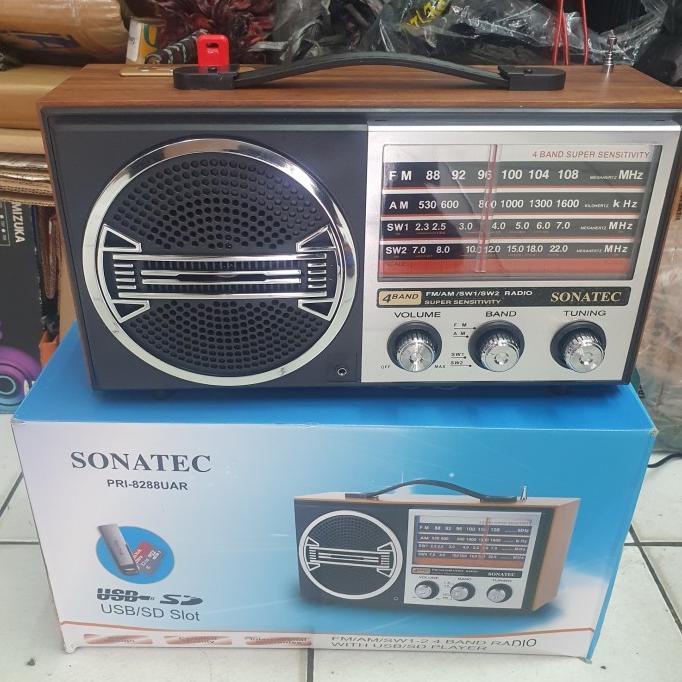 Radio Sonatec PRI 8288 AM-FM model klasik bodi kayu USBMP3