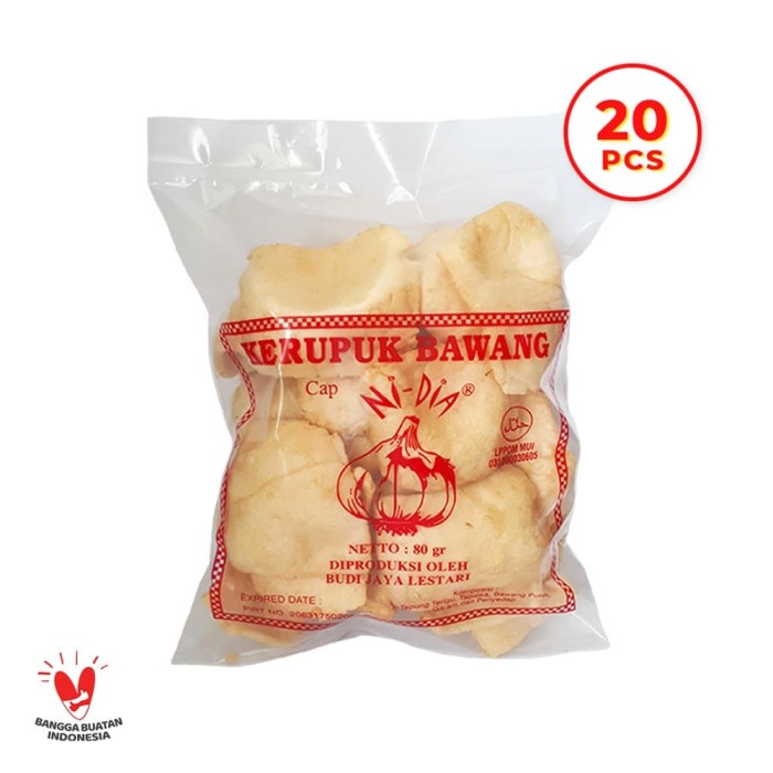 

Kerupuk - #Paket Murah 20 Pcs#Kerupuk/Krupuk/Kripik Bawang Nidia 80 Gram