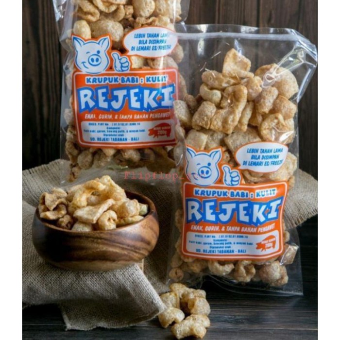 

Keripik - Kerupuk Rejeki Kulit 150 Gram Camilan Keripik Babi Nonhalal Snack