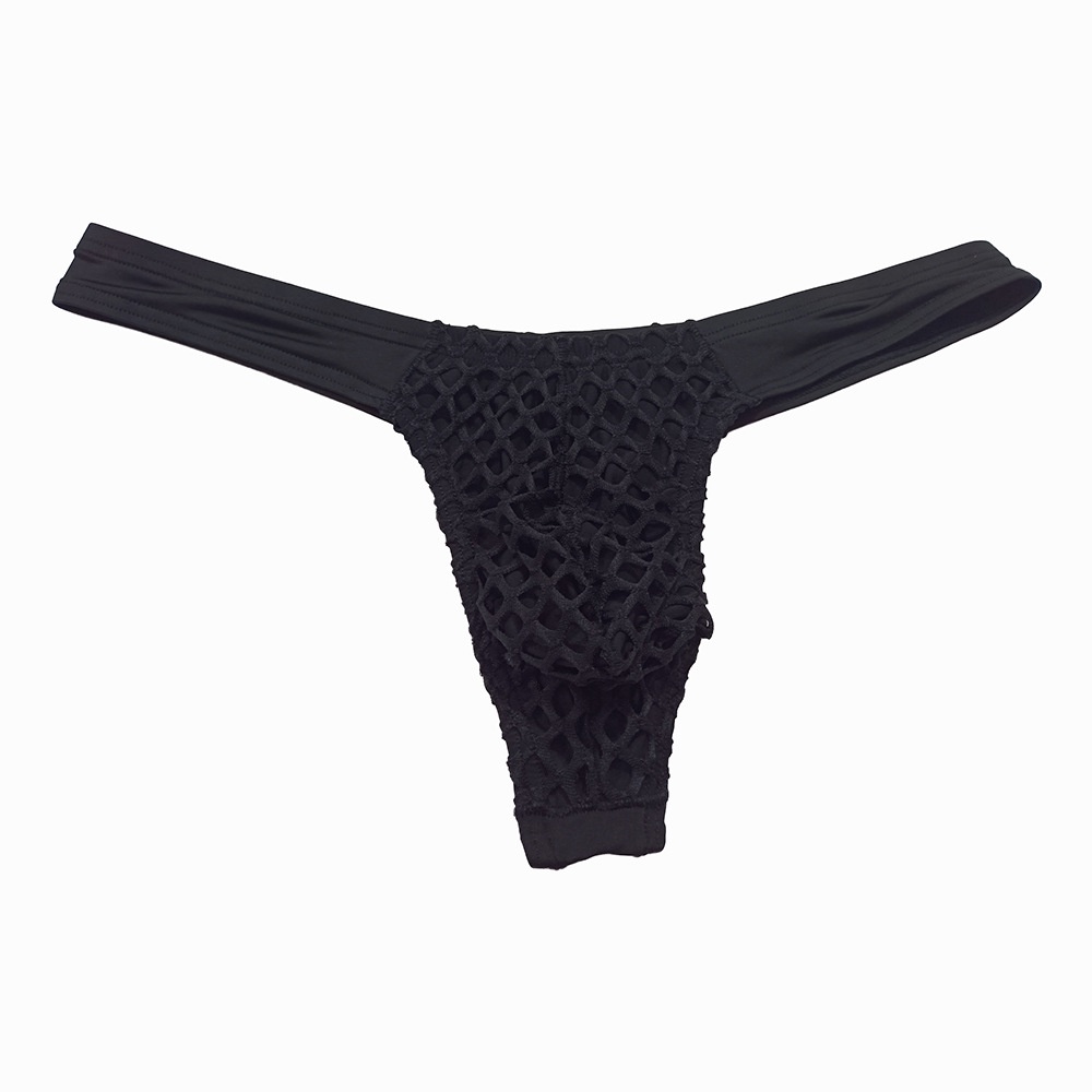LOGOCelana Dalam Pria T Kustom Celana Dalam Pria Seksi Pinggang Sedang Jahitan Jala Nilon Bagged