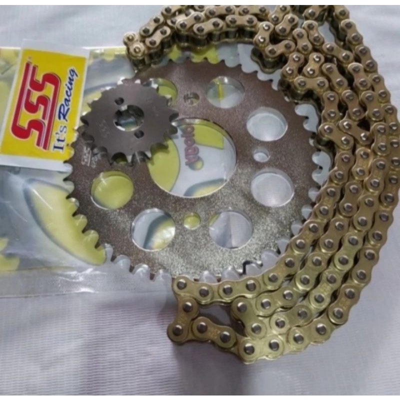 gear gir sss set rantai suzuki smash shogun 125 best 110 best 125 rantai 428 gold tebal