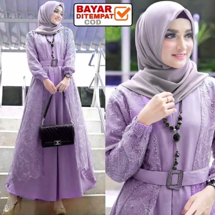 Gamis Wanita Dewasa Gaun Pengantin Kombinasi Brukat Baju Muslim Trendy