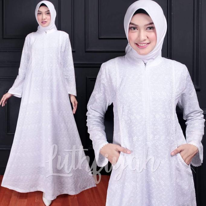 Gamis Umroh Putih Bahan Katun / Gamis Kantong Samping
