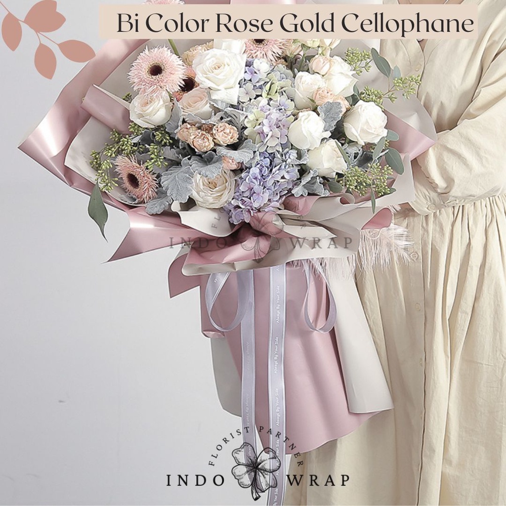 

[20 Lembar] Kertas Flower Wrapping Bi Color Rosegold Cellophane Kertas Buket Bunga Hand Bouquet