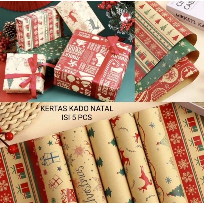 

Kertas Kado Natal Christmas Tebal Size 50 X 70 Cm - Isi 5 Pcs