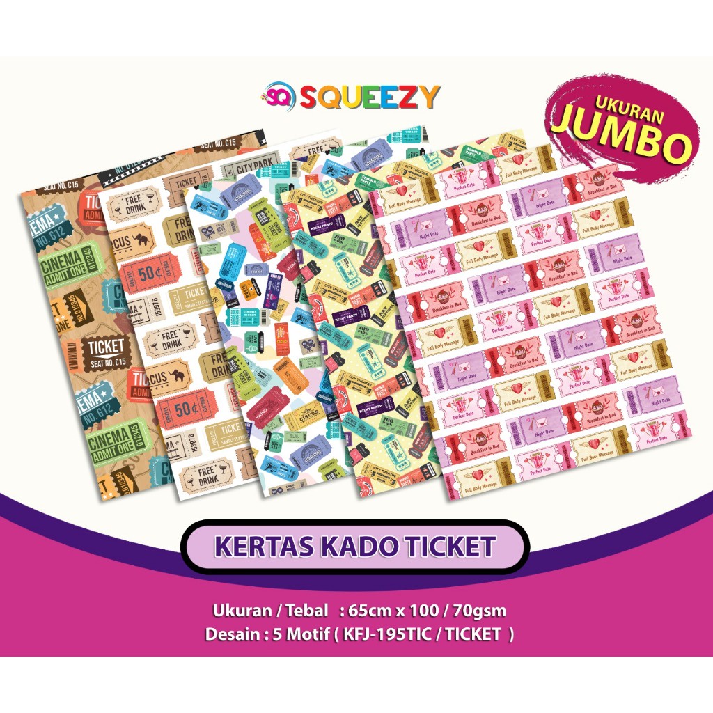 

[Jumbo] 1 Pak Isi 50 Lembar Kertas Kado Jumbo Besar Aneka Motif Kter (65 Cm X 100 Cm/70 Gsm)