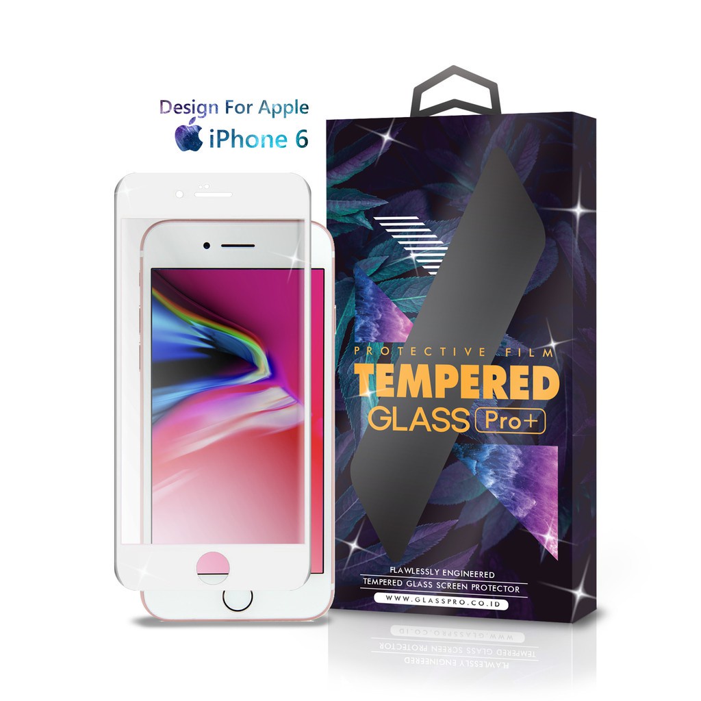 Glass Pro Tempered Glass iPhone 6 Full Cover White - Premium