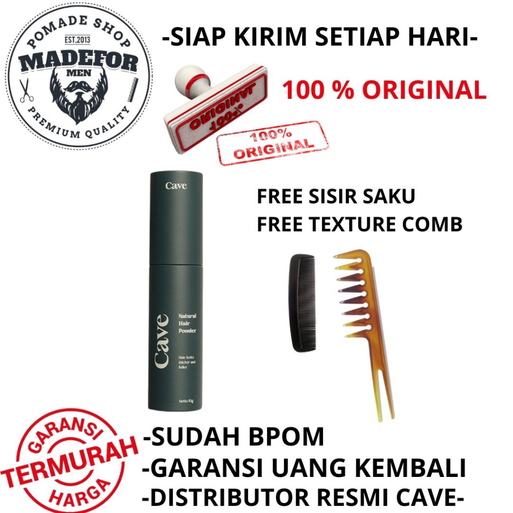 Cave Hair Powder Cave Natural Hair Powder Matte Finish 10Gr Free Sisir