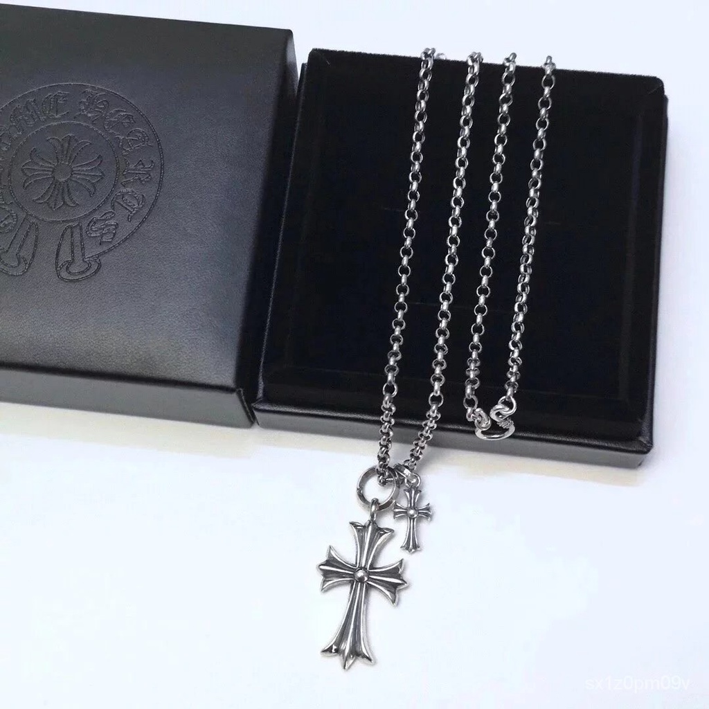 A LOKalung Kalung Salib Besar dan Kecil Kalung Pasangan Pria dan Wanita 925Perak Sterling Kalung Mer