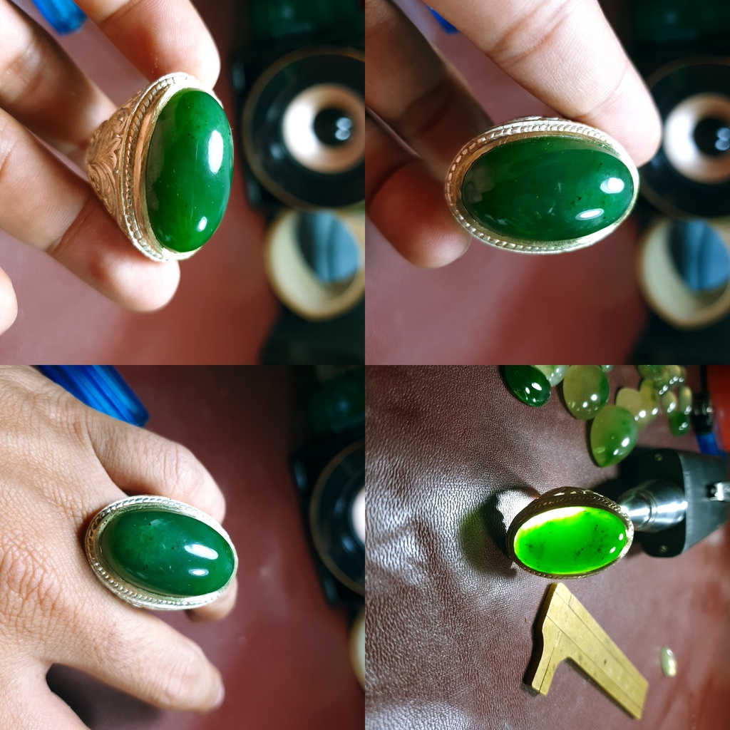 BATU CINCIN GIOK LUMUT TOTOL HIJAU SUPER NEPHRITE JADE BATU GIOK ACEH NO54