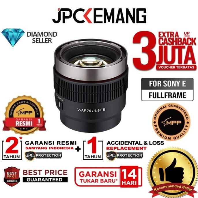 Terbaru Samyang V-Af 75Mm T1.9 Fe Fullframe Vaf 75 Mm Cine Lens Resmi Stok Terbatas