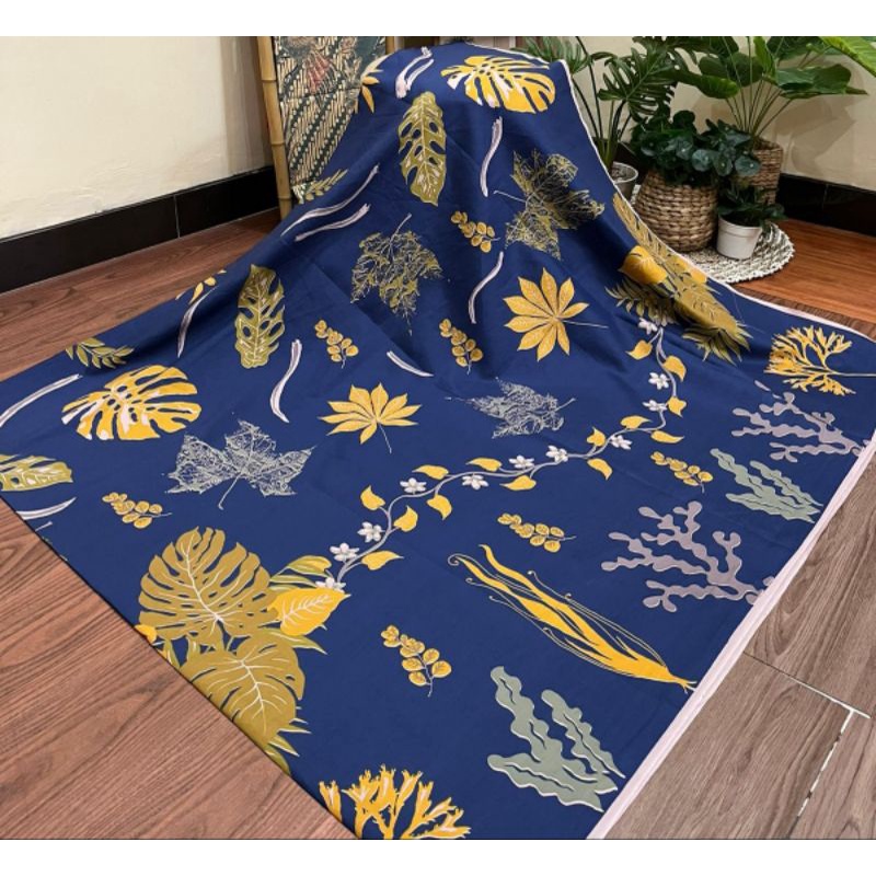 TERMURAH KAIN BATIK LAWEYAN SOLO MOTIF DAUN ECOPRINT BIRU C223