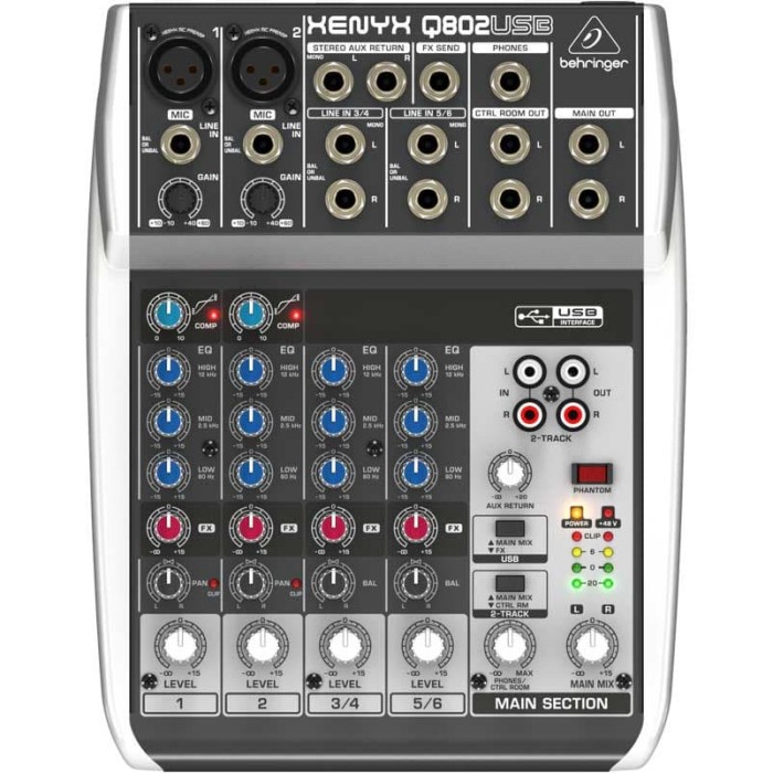 Behringer Xenyx Q802Usb Q802 Q-802 Usb Q 802 Mixer Audio Interface Nst Original Dan Terpercaya