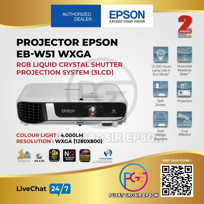 PROJEKTOR EPSON EB - W51 ( PENGGANTI EB - W41 )