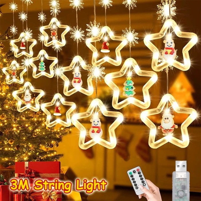 Lampu Tumblr LED Lampu Hias Tirai Dekorasi Natal Bintang Bulan Tumbler Murah