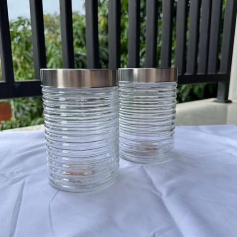 TOPLES KACA BENING KEDAP UDARA MOTIF SPIRAL UKURAN SEDANG / TOPLES LEBARAN  / TOPLES KUE / TOPLES KA