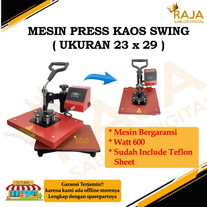 Promo Mesin Press Kaos Swing 23 X 29 Cm ( 600 Watt ) / Mesin Press 600 Watt