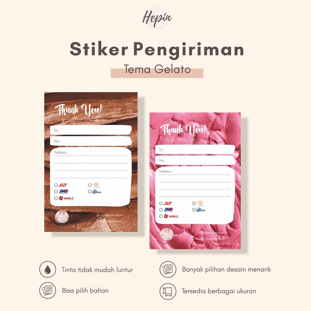 label pengiriman murah/stiker pengiriman edisi GELATO/bisa custom/stiker paket/label alamat