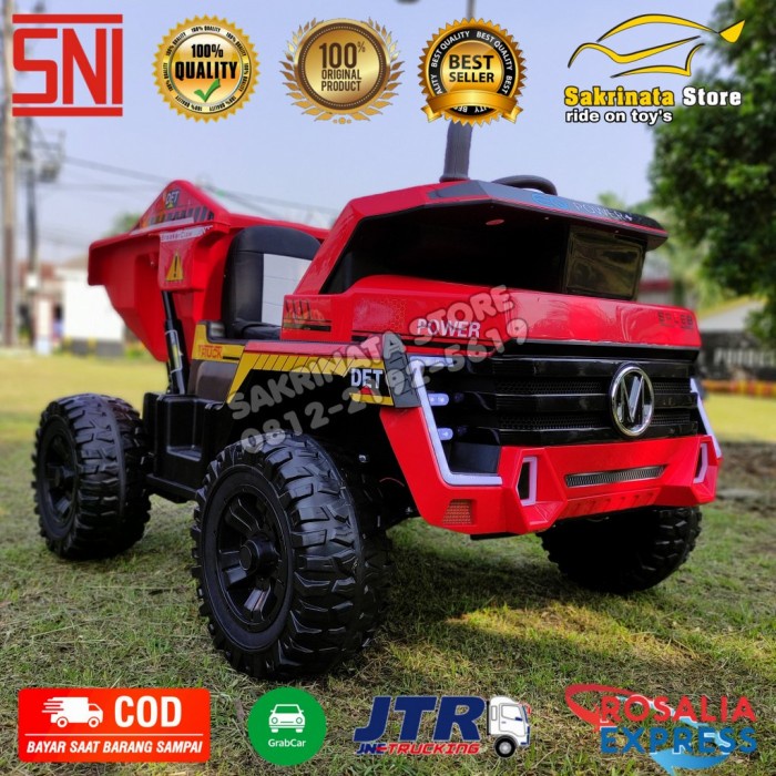 Promo Mainan Mobil Aki Anak Tracktor Ban Karet Jok Kulit